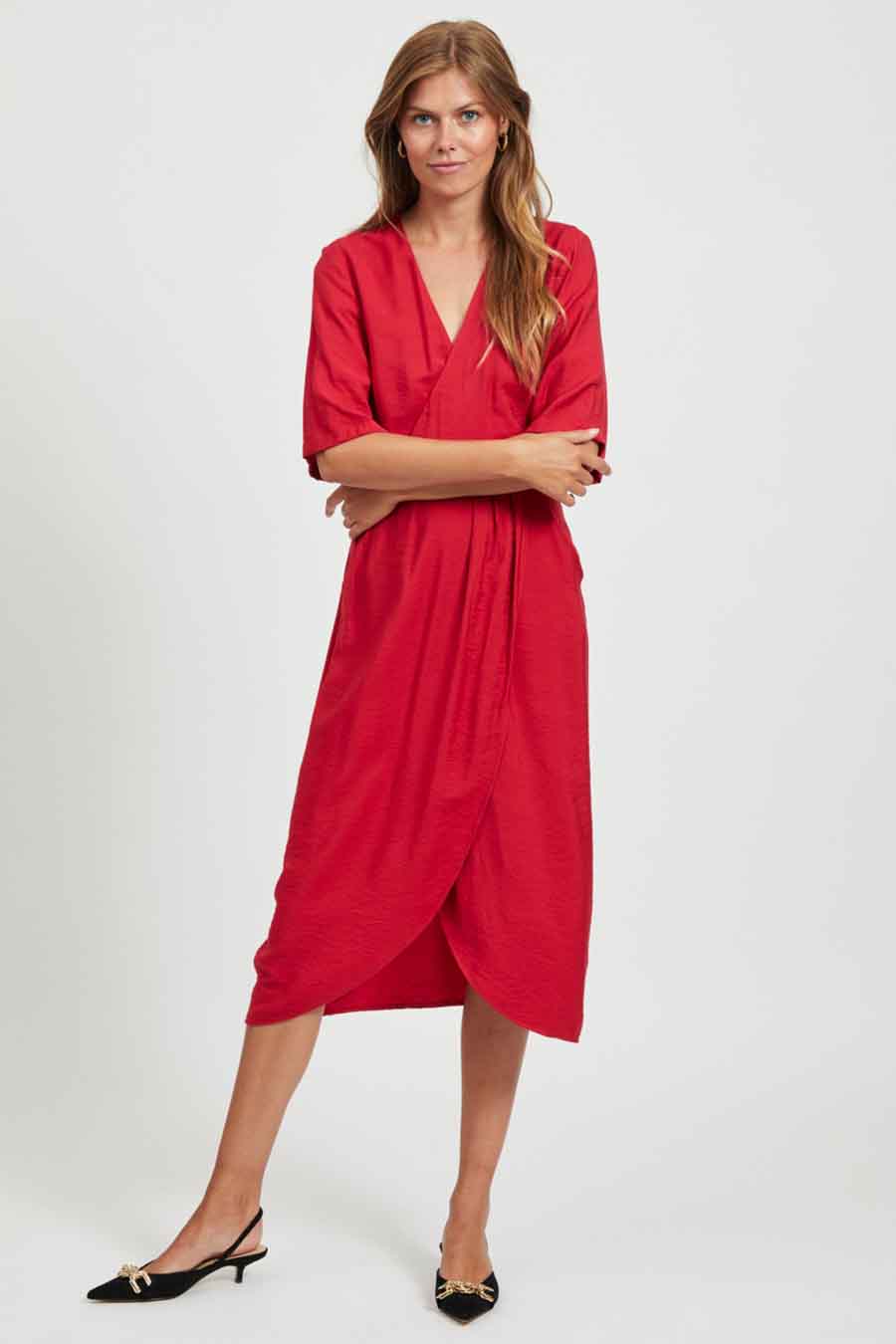 Robe longues Rouge VILA 14059910 JESTER RED ZEB